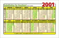 Kalenderkarte / Taschenkalender mit Schulferien 2001 Saarland