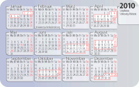 Kalenderkarte / Taschenkalender mit Schulferien 2010 Schleswig-Holstein