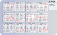 Kalenderkarte / Taschenkalender mit Schulferien 2010 Sachsen-Anhalt