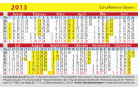 Schulferien in Bayern 2013 auf Kalender im Design "Generation 68"